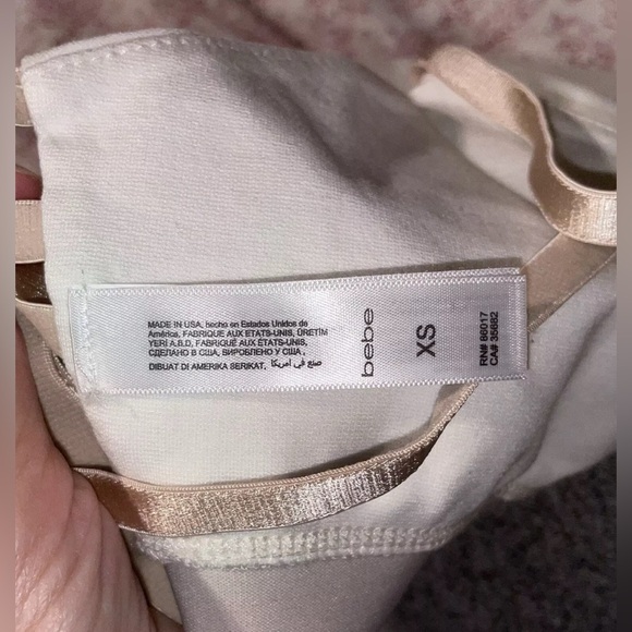 BEBE ivory short bandage mini skirt crop top 2 pc set XS extra small - Picture 7 of 11